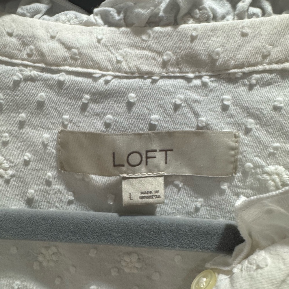LOFT White Ruffle Sleeve Top - Picture 5 of 10